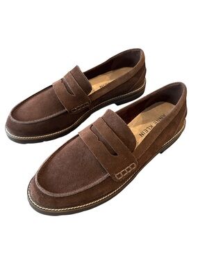 Anne Klein Emmylou Chocolate Brown Suede Penny Loafers Size 9.5M